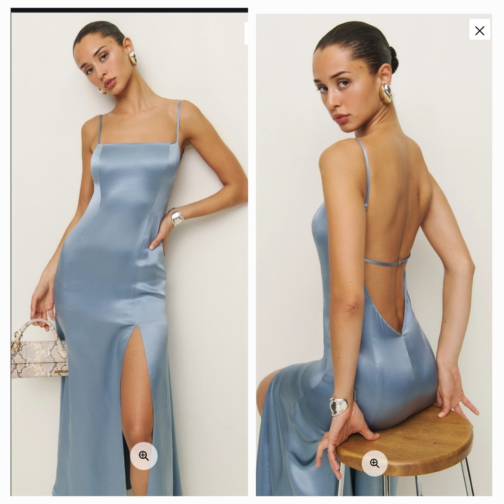 Reformation Blue Satin Dress